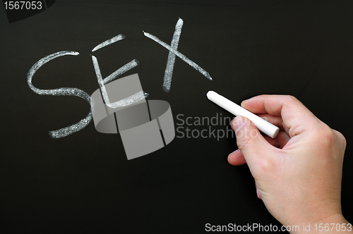 Image of Word of Sex written on a blackboard