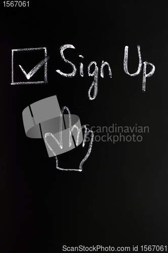 Image of Sign up check box with a cursor hand 