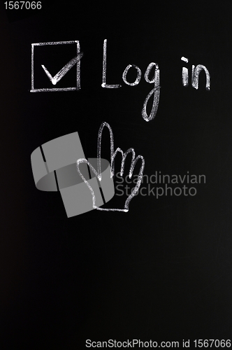 Image of Log in check box with a cursor hand