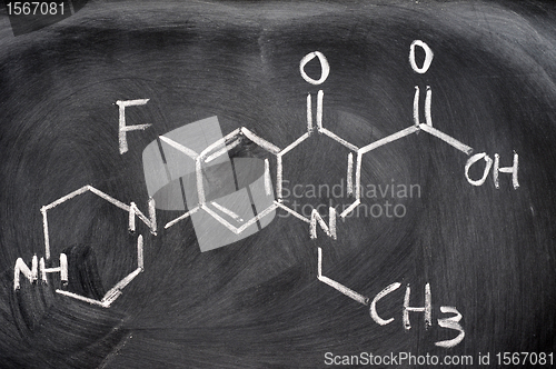 Image of Chemical structures on a blackboard