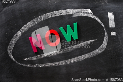 Image of Now - word made of colorful letters