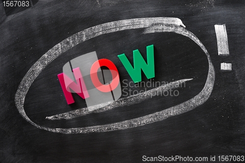 Image of Now - word made of colorful letters