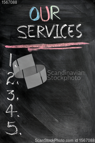 Image of Our services menu