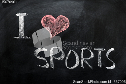 Image of I love sports - text written on a blackboard