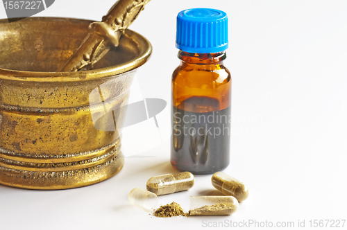 Image of tincture and pills