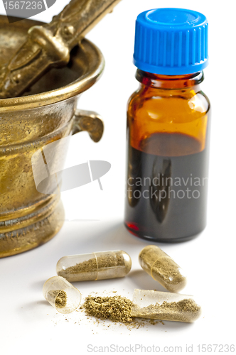 Image of tincture and pills