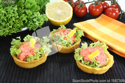 Image of fresh Cup corn with salmon salad