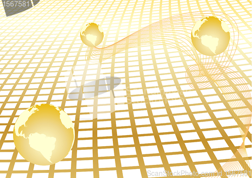 Image of Vector abstract background with gold globe