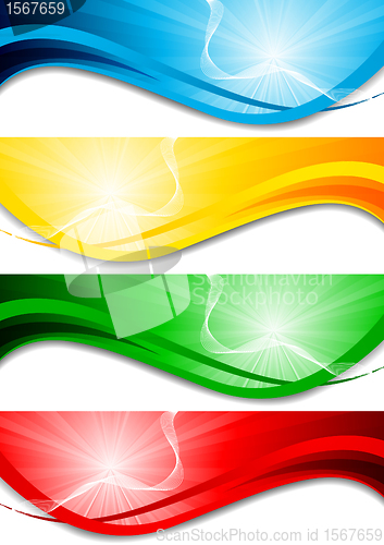 Image of Vector set of bright wave banners