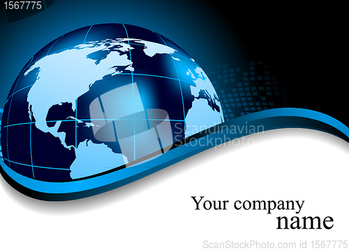 Image of Abstract blue background with globe. Vector illustration