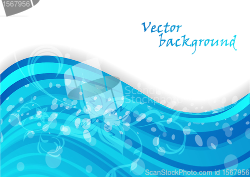 Image of Abstract waves with flowers. Vector illustration