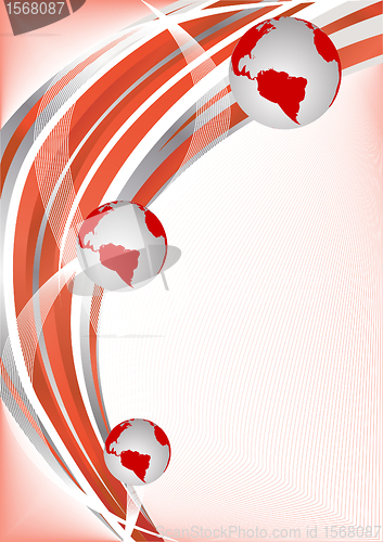 Image of Vector red abstract background with globe