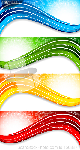 Image of Set of four colorful banners with circle
