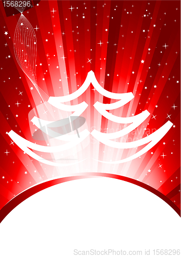 Image of Abstract red xmas background with tree