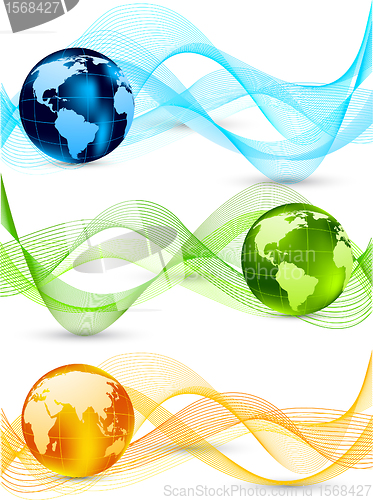 Image of Set of banners with globes