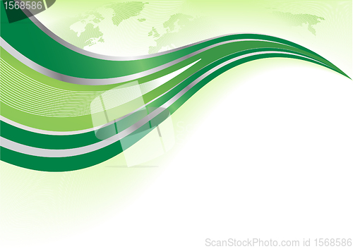 Image of Vector green background with world map