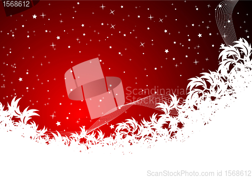 Image of Red christmas background with snowflakes