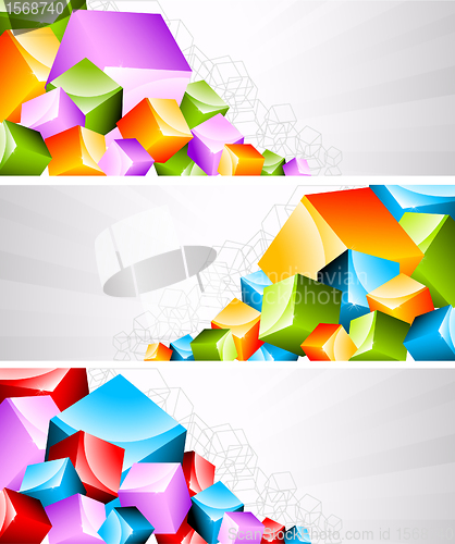Image of Set of banners with coloful cubes