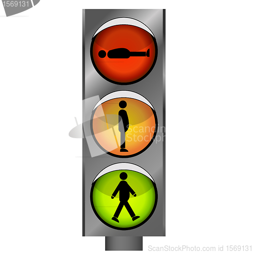 Image of funny traffic lights with man silhouette