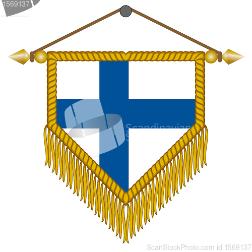 Image of vector pennant with the flag of Finland