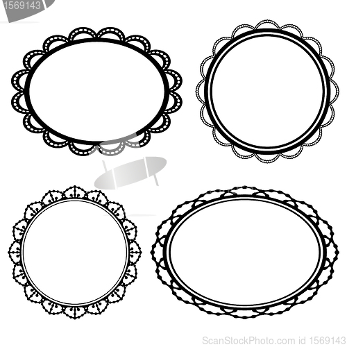 Image of Set frame oval lace black silhouette