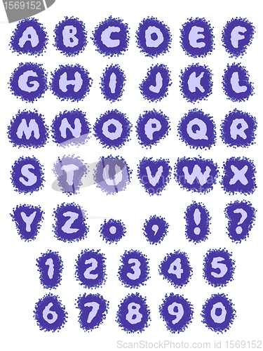 Image of blue ABC water alphabet in blot