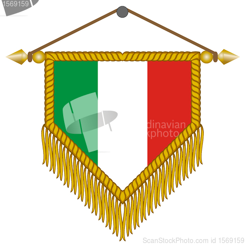 Image of vector pennant with the flag of Italy