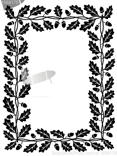 Image of oak leaf frame black silhouette