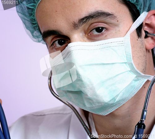 Image of Portrait of a young doctor with stethoscope.
