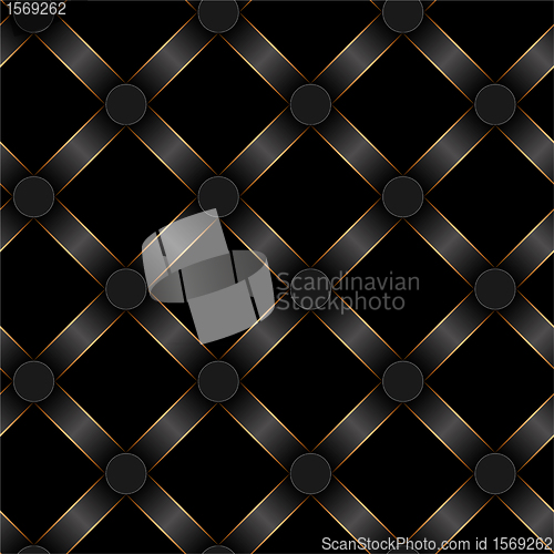Image of seamless black ribbon and gold strip pattern