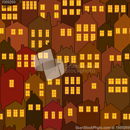 Image of seamless night city house pattern