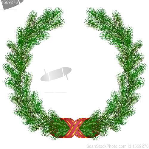 Image of christmas fir branch wreath frame