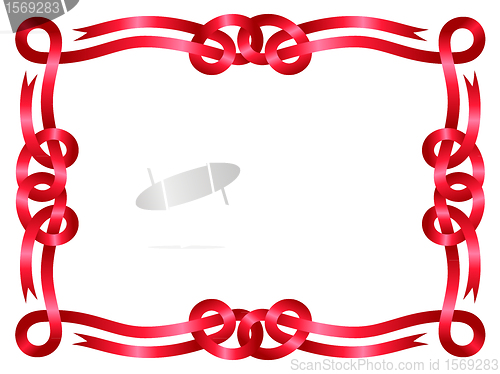 Image of Red ribbon frame isolated on white