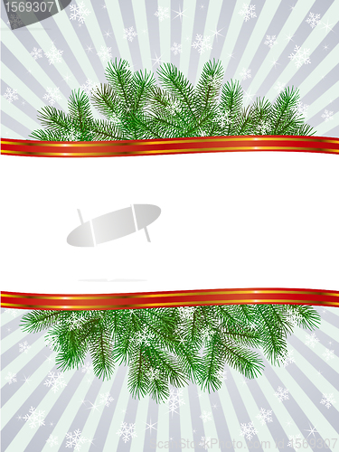 Image of christmas with fir branch pattern frame