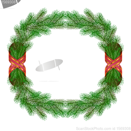 Image of christmas fir branch wreath frame