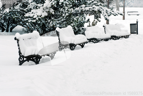 Image of Bench at snow
