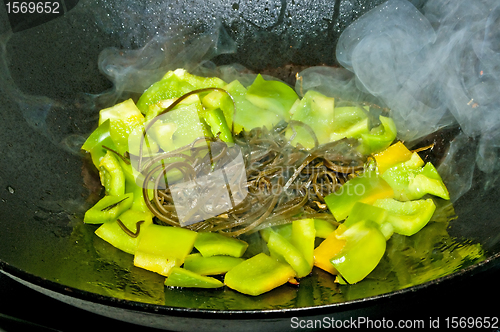 Image of vegetables in a Chinese wok