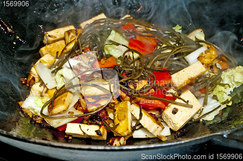 Image of vegetables in a Chinese wok