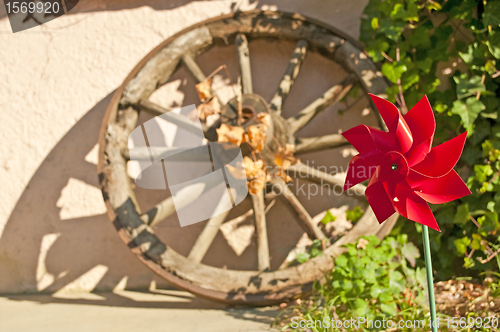Image of wind wheel with cart wheel