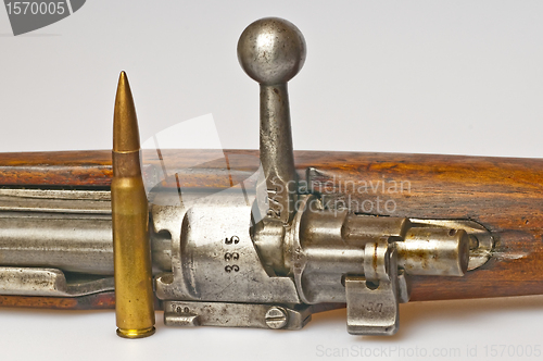 Image of carbine with ammunition