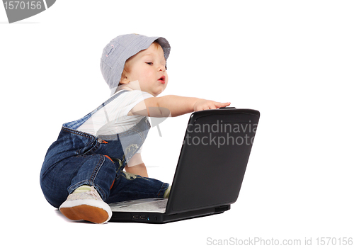 Image of Little boy with a laptop