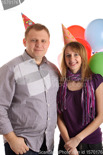 Image of Happy Couple with baloons