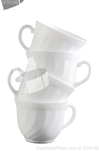 Image of Pile of white shiny cups