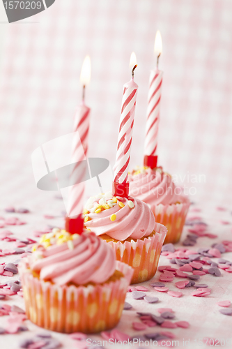 Image of Pink muffins with candles