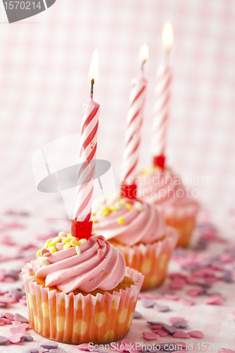 Image of Pink muffins with candles