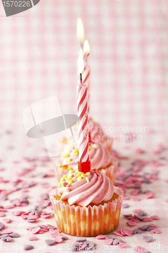 Image of Pink muffins with candles