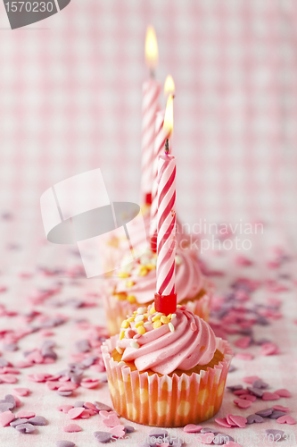 Image of Pink muffins with candles