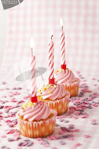 Image of Pink muffins with candles