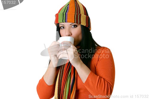 Image of Woman with hot drink