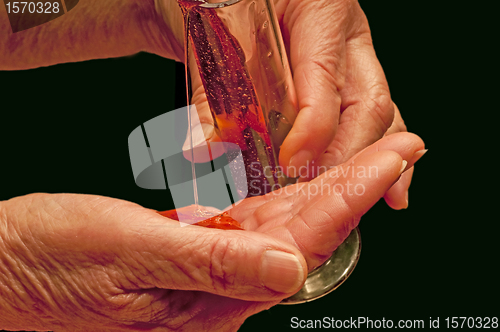 Image of hand with liquid soap
